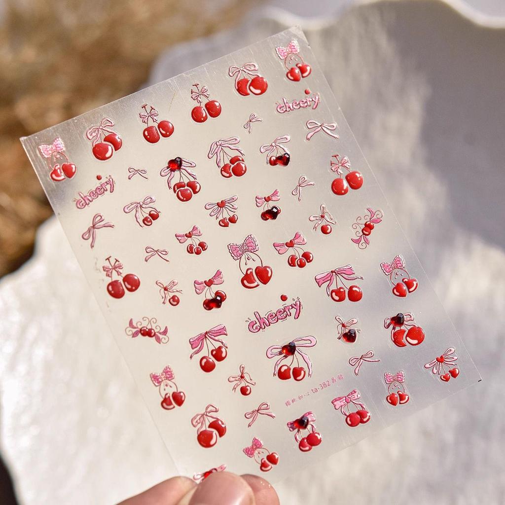 Neues Frucht Erdbeer Gelee Nageldesign Niedliche Aufkleber Liebling Kirsche Schleife Hase DIY Nageldekoration