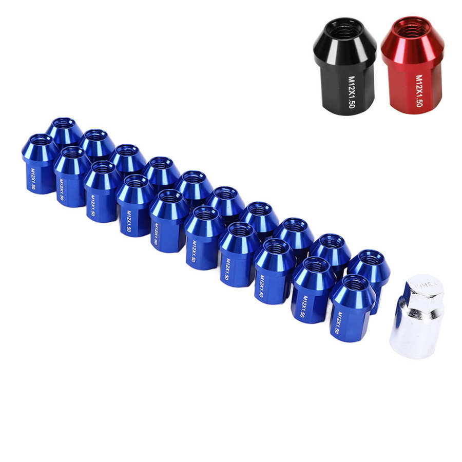 20pcs M12x1.5 Wheel Lug Nuts 35mm 6061 Aluminum Alloy Closed End Tire Lug Nuts Replacement for Car Accessories Tool