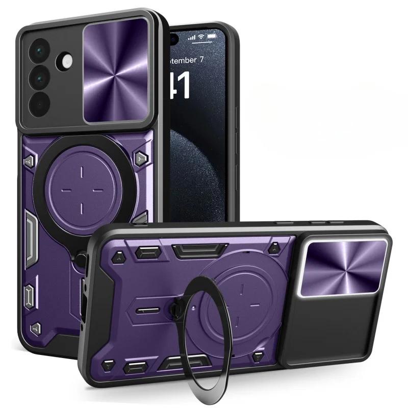 R Samsung Galaxy S25 S24 Plus 23 Ultra Case Magnetic Holder Ring Armor Shockproof Cases for Samsung A54 A36 A35 A34 Back Cover