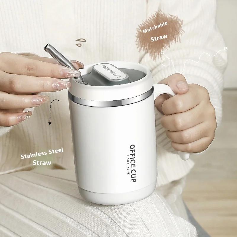 304 Stainless Steel Coffee Mugs with Handle Portable Heat-resistant Creative PP Liner Drinking Water Milk Tea Cup Gift Drinkware