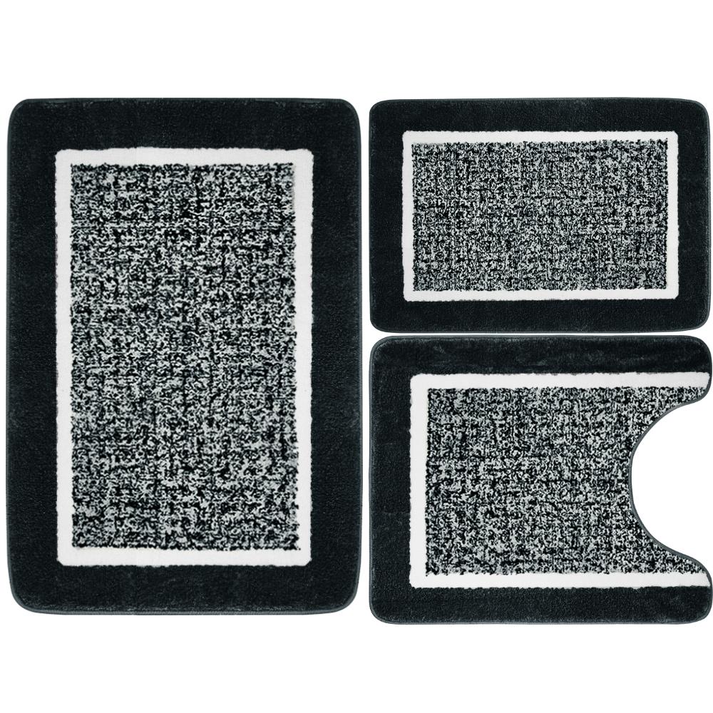 Set di 3 Tappetini da Bagno in Velluto con Memory Foam Assorbenti Antiscivolo Extra Morbidi Lavabili in Lavatrice e Asciugatrice Tappetino per Pavimento del WC