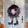Witch Halloween Wreath Upgrade Version Witch Leg Decoration Front Door Welcome Sign Hanging Halloween Decorations for Home Party