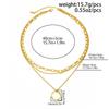 SHIXIN Vintage Simple 18K Gold Plated Stainless Steel Chain Round Pendant Necklace Women Fashion Multilayer Choker Neck Jewelry