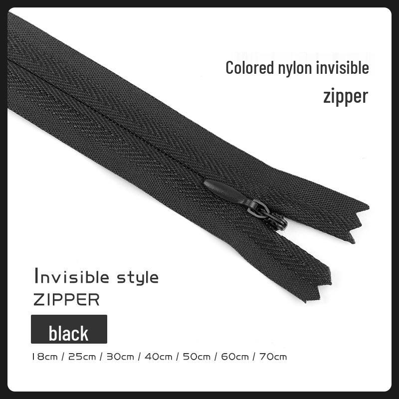 Fermeture éclair invisible colorée pour jupes, pantalons et chemises (18-70CM)