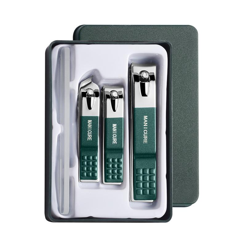 

Stainless Steel Anti-Splash Nail Clipper Set with Scissors & Glass File