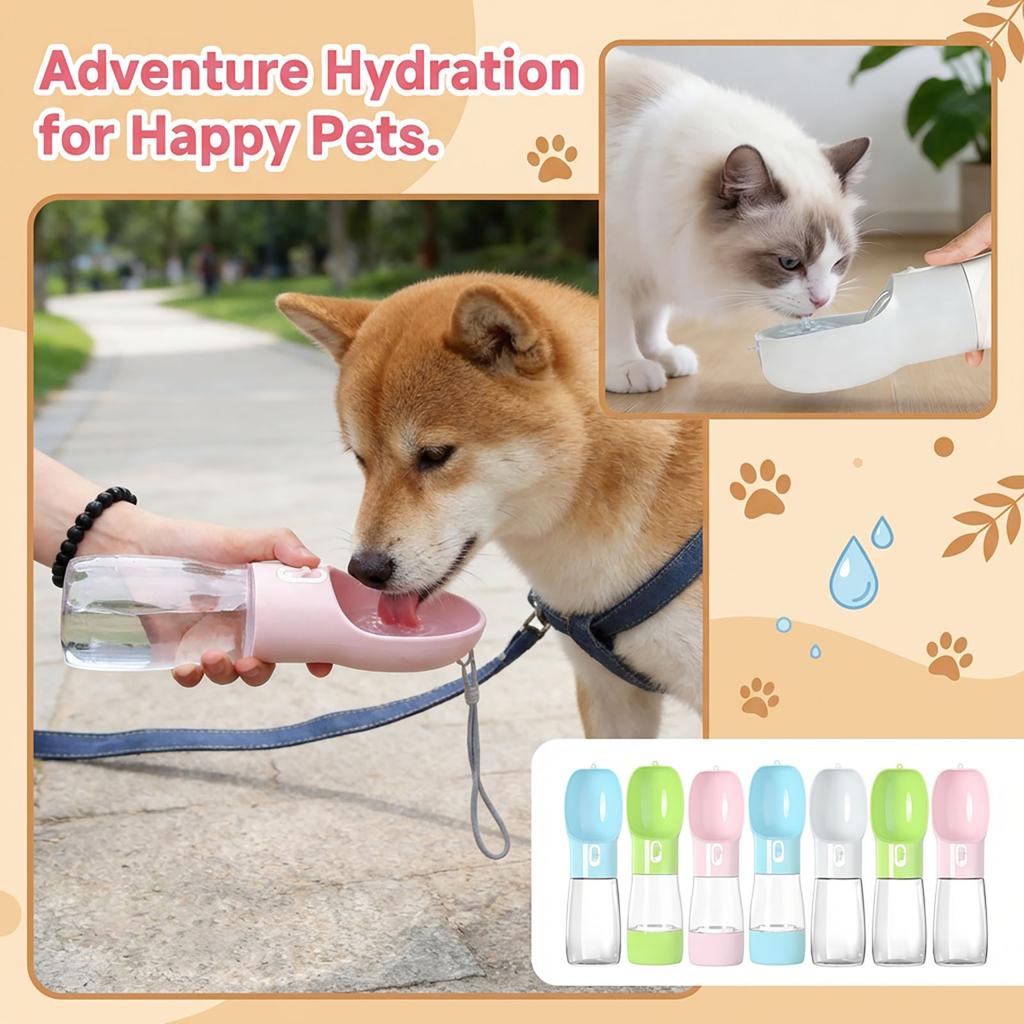 2-in-1 Portable Pet Water & Food Bottle – Leakproof Travel Dispenser For Dogs & Cats