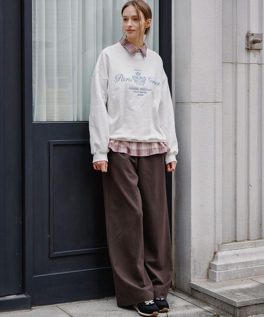 MALOUPE 2168 Brushed Four-Way Stretch Wide Pants (Brown)