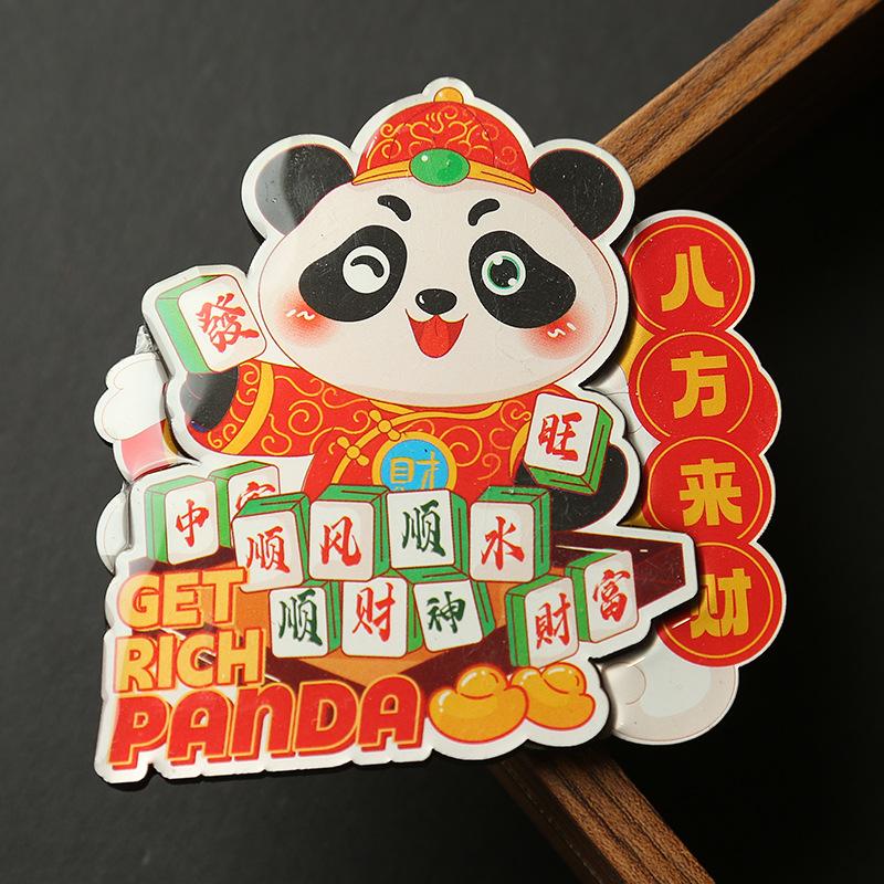 Cartoon Cute Panda Refrigerator Sticker Chinese Style 3d Cartoon Refrigerator Magnet Resin Fridge Magnet for Kitchen Decoration