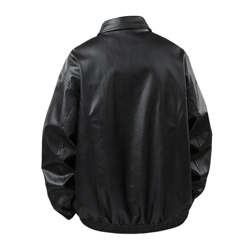 Men's VANCAMEL American Style Lapel PU Leather Jacket