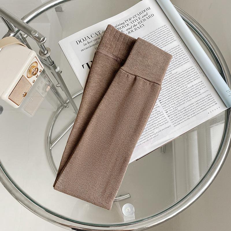 Korean Style Girls' Fleece-Lined Leggings: Thick, Warm Nine-Point Pants with Brushed Cotton Pantyhose for Autumn and Winter