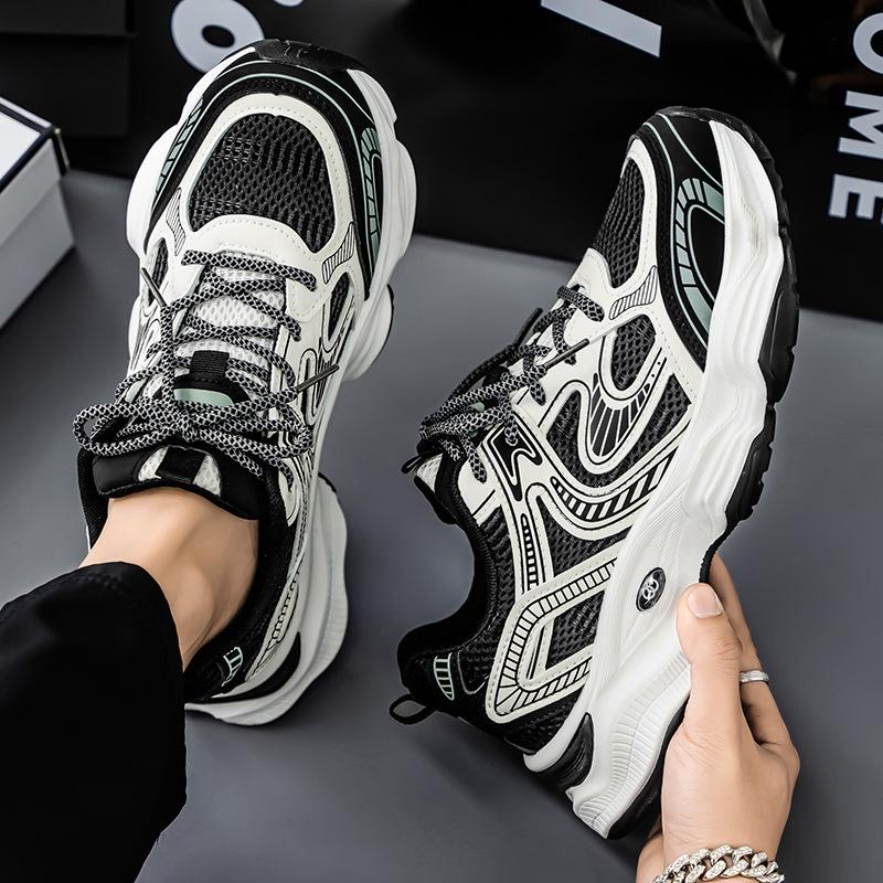 Frühlings Herrenschuhe Neue Atmungsaktive Mesh-Schuhe Herren Trend Vielseitige Plateau-Sportschuhe Lässige Papa Trendschuhe