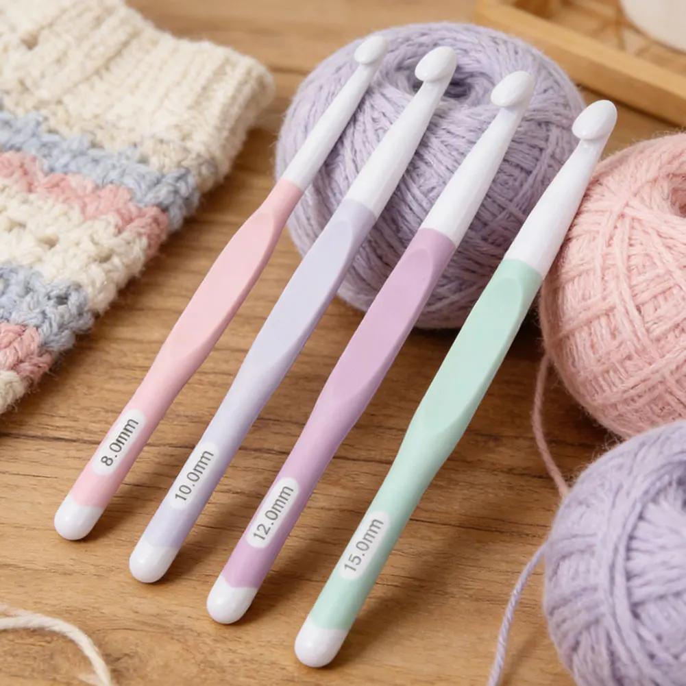 DIY Garn Weben Stricknadeln Bastelwerkzeuge 5 Stück Florales Harz Häkelnadeln Set 8/10/12/15/20mm Ergonomischer Anti-Rutsch-Griff
