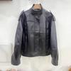 Womens Oversized PU Leather Bomber Jacket 2026 Streetwear Loose Fit Black