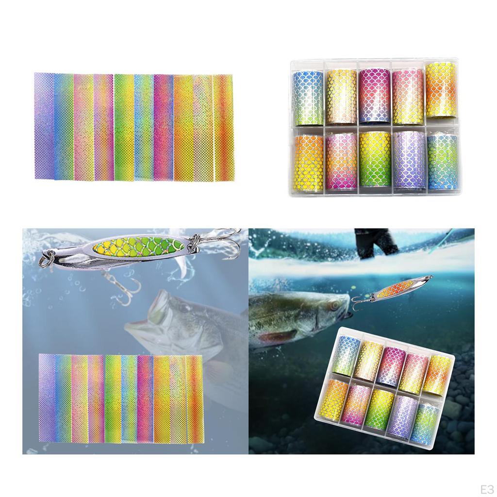 10Pcs ing Lure Sticker ,Fake Scales ,Waterproof Materials ,Flash Tape ,DIY for Crafts Metal