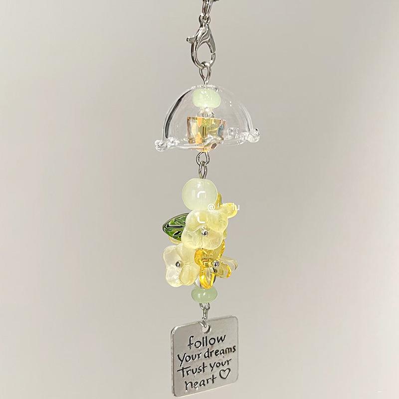Jellyfish Star Lucky Leaf Wind Chime Keychain & Phone Lanyard Pendant