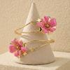 Gold Color Spiral Upper Arm Cuff Bracelet for Women Pink Enamel Flower Armlet Bracelet Fashion Summer Body Jewelry Gifts