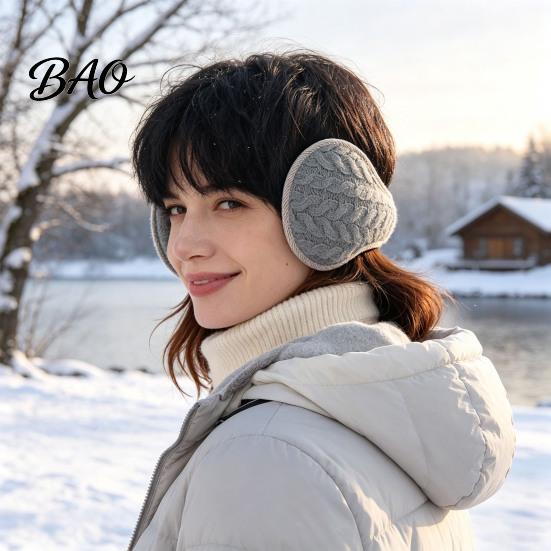 Cold Weather Winter Earmuffs Ear Muffs for Women Men, Foldable with Thickened Warmers Plush Lining, Soft Knit Thermal Outdoor Sports