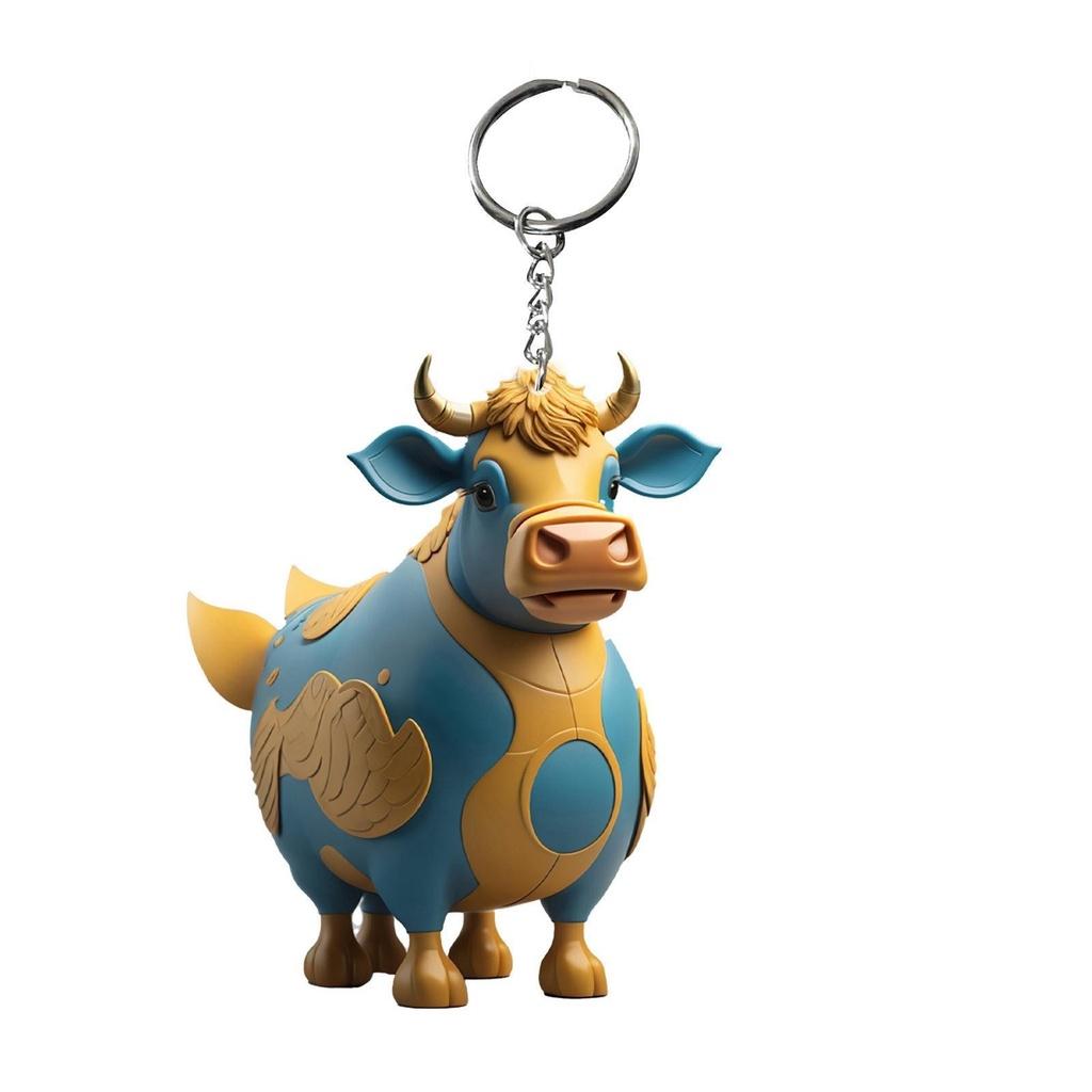 Cow Keychain Cartoon Acrylic Car Keyring Bull Backpacks Pendant Gifts Novelty
