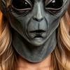 Maschera Alieno in Rete Trasparente Maschera Grigia di Halloween, Testa Intera in Lattice Cosplay UFO con Grandi Occhi Realistici, Morbido Oggetto di Scena per Feste Sci-Fi per Adulti, Scherzo