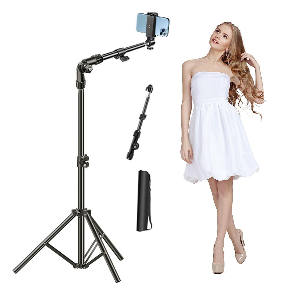 Phone Tripod Adjustable Horizontal Overhead Tripod Cell Phone Tripod Stand for Filming Video Recording Live Stream