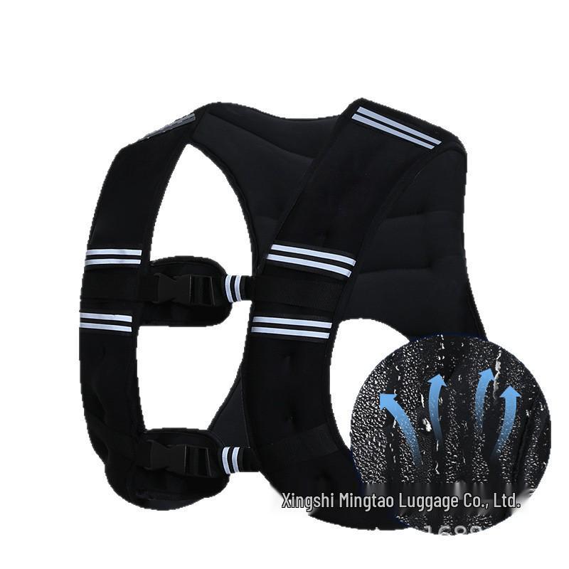 Reflective Weighted Training Vest with Invisible Shoulder Sandbags for Running, Fitness & Strength. 3KG Black Vest