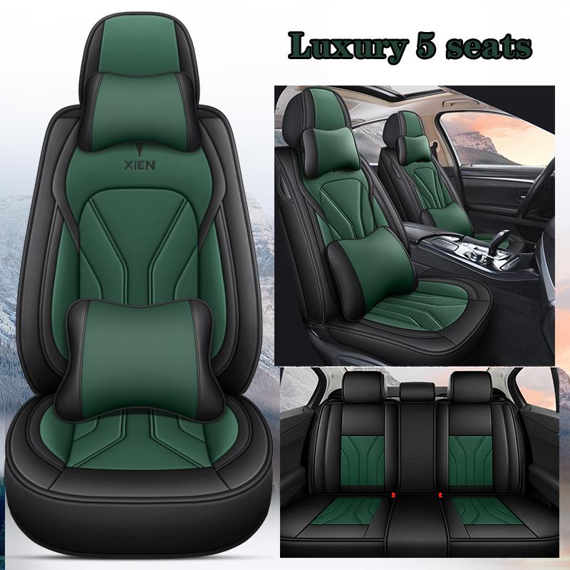 Nappa Leather Car Seat Covers Waterproof Auto Seat Protectors Full Set Universal Accessories Fit for Most Sedans SUV Truck