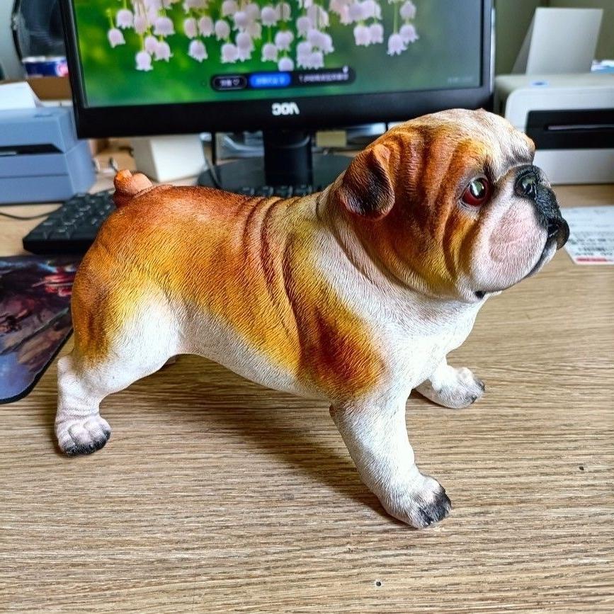 BRResin Handicrafts Creative and Cute Realistic Puppy French Bulldog Decorative Item Dog Outdoor Garden and Courtyard DecorationEY