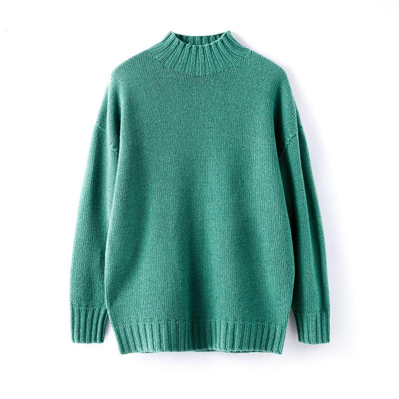 

Новый бесшовный цельнокроеный полуводолазка шерстяной свитер женский 0 чистая шерсть свободный свитер с подкладкой утолщенный вязаный свитер женский L