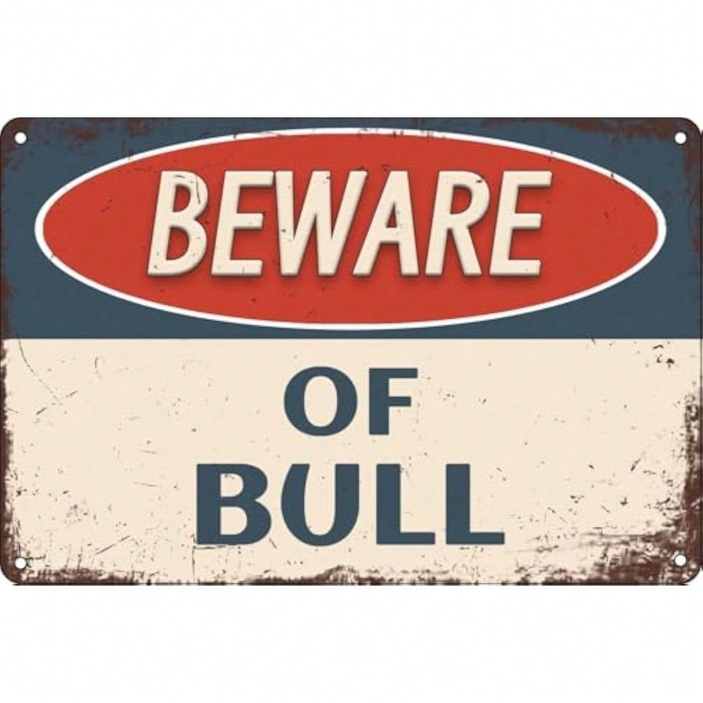 

Metal Poster Bull Warning Sign Wall Decor Vintage Tin Sign for Cafe