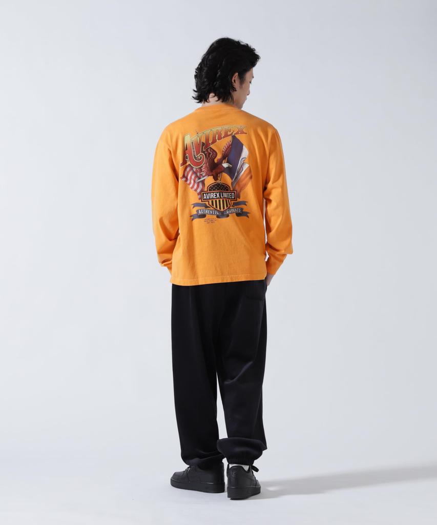 AVIREX T-SHIRT EAGLE L/S Uomo 2XL Arancione 783-6130003