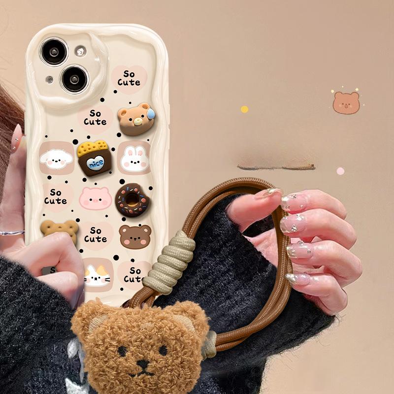 

Подходит для Apple 15 Чехол для мобильного телефона iPhone 14promax/13 Bear Doll Lanyard 11/12 Силиконовый чехол Anti-Fall Xr iPhone 13