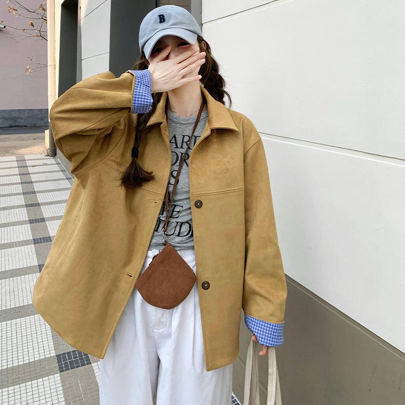 2025 New Korean Suede Lapel Jacket: Chic, Timeless, Age-Defying Style.