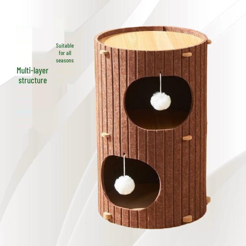 

Трехуровневый многофункциональный кошачий комплекс с теплой лежанкой и когтеточкой Two-layer 60cm high, 40cm diameter вино красного