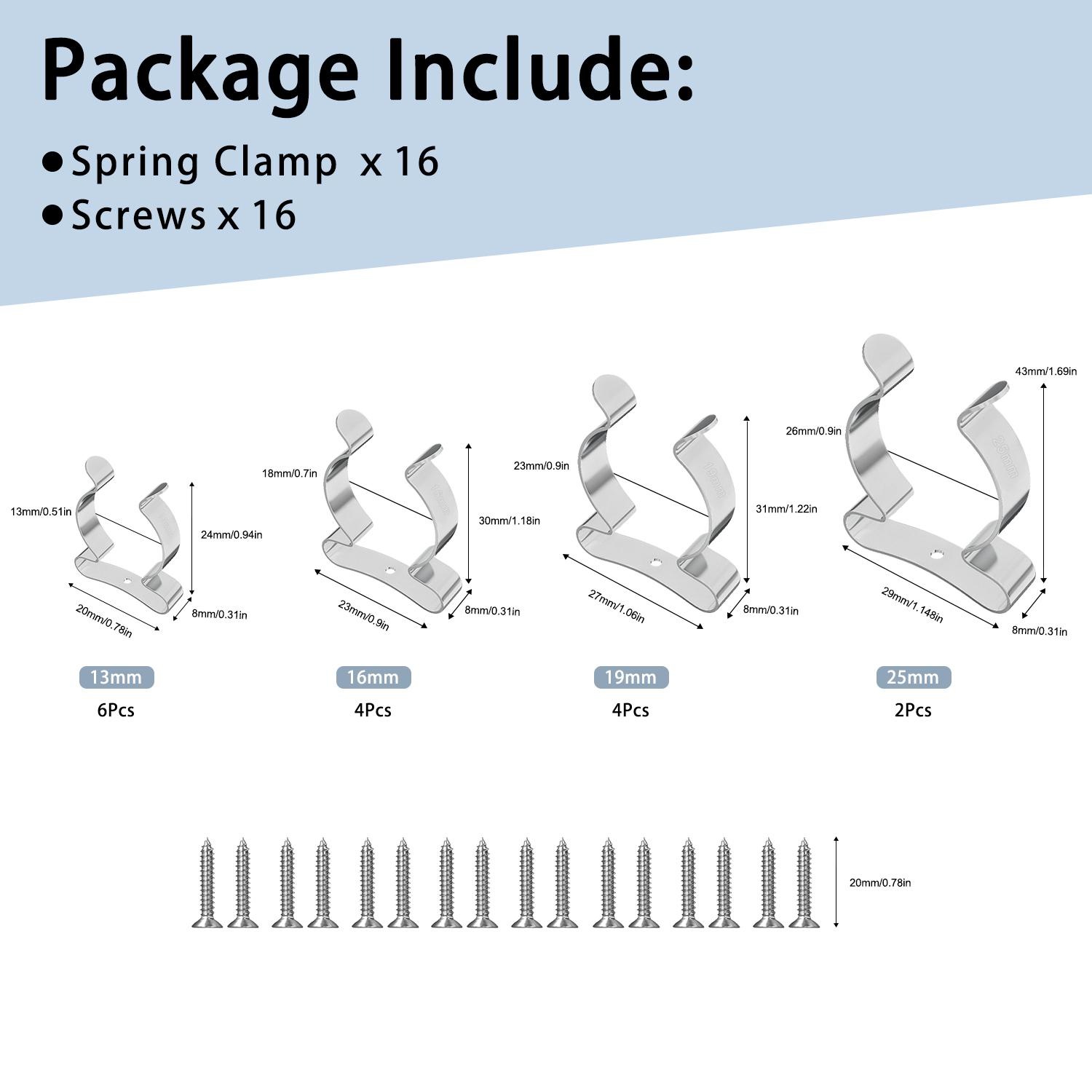 

16 шт. Крючок-клипса для швабры из нержавеющей стали, вставляемый болтом, стойка-держатель для швабры, крючок-держатель для щетки, веника, для световой трубки