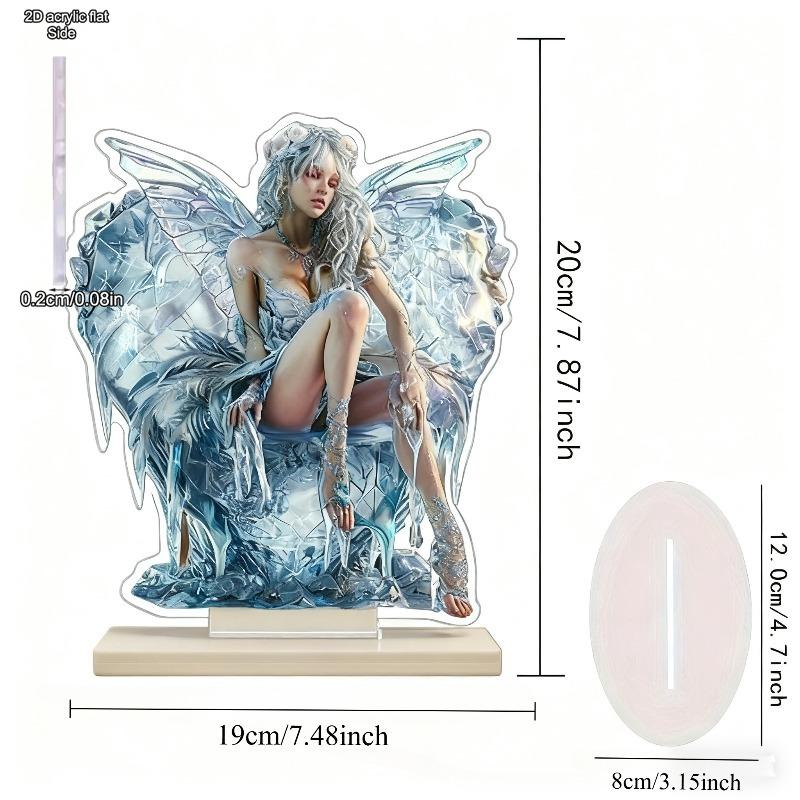 2D Flat Goddess of Ice Acrylic Desktop Decoratio, with Base, Suitable for Wall Decoration, Porch, Room, Villa, Accents Home, Hallway, or Workplace - R
