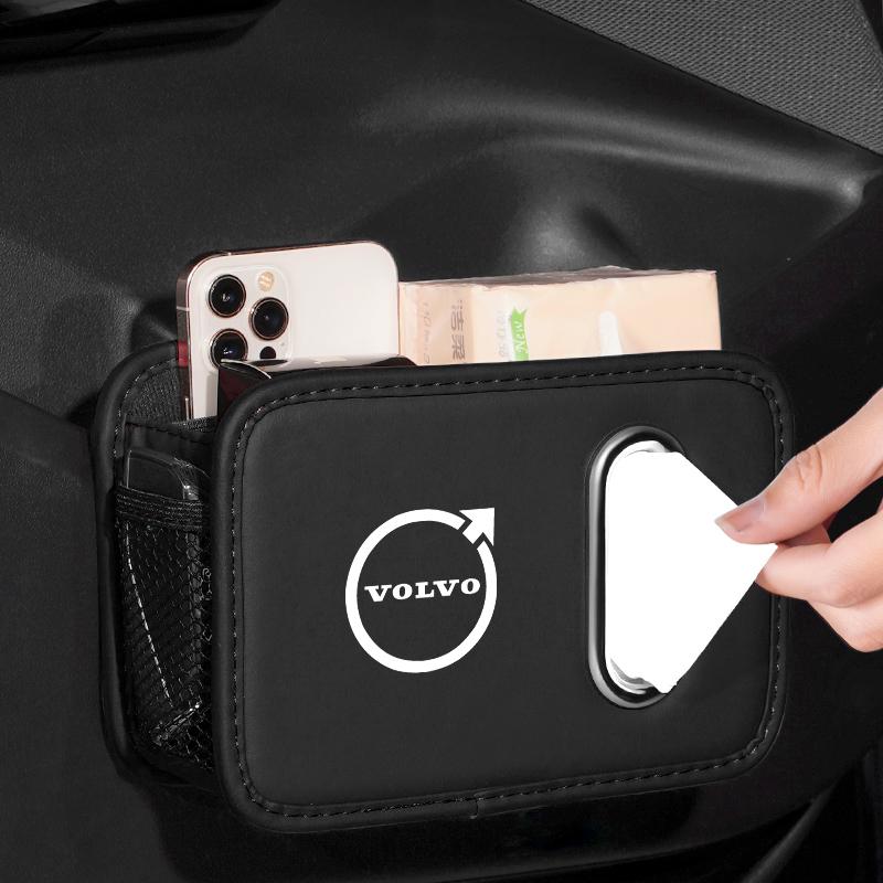 Car Sticker Tissue Box Holder Leather Car Door Side Armrest Napkin Case Backseat Bag For Volvo Rdesign V60 V40 XC60 S60 V50 S90