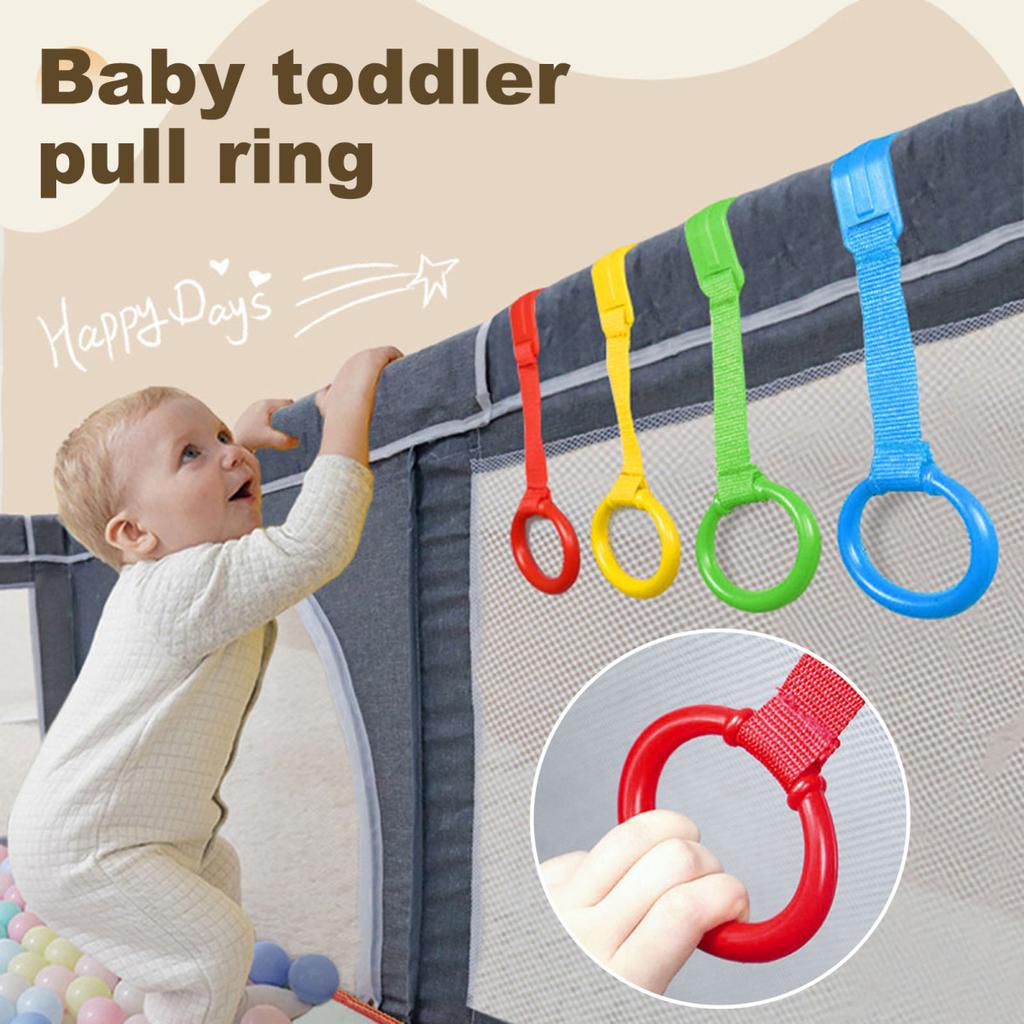 4/8Pcs Baby Pull-Up Ring Toddlers Walking Helper Practice Exercises Assistant Tool Stand-Up Rings Infant Crib Playpen Hanging Ring