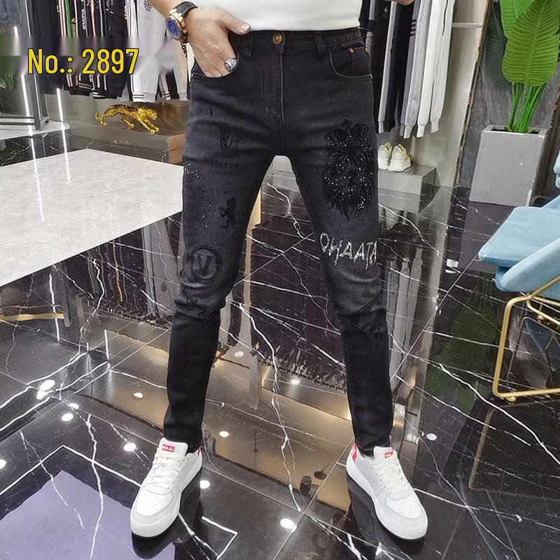 

Мужские летние легкие модные эластичные джинсы - выбеленный черный и серый 29 (100-110 lbs)