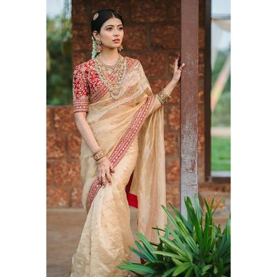 Premium Fabric 3mm Embroidery  Work Lace Border with 5 Mm Sequins Butti with Jati Dori Work Saree