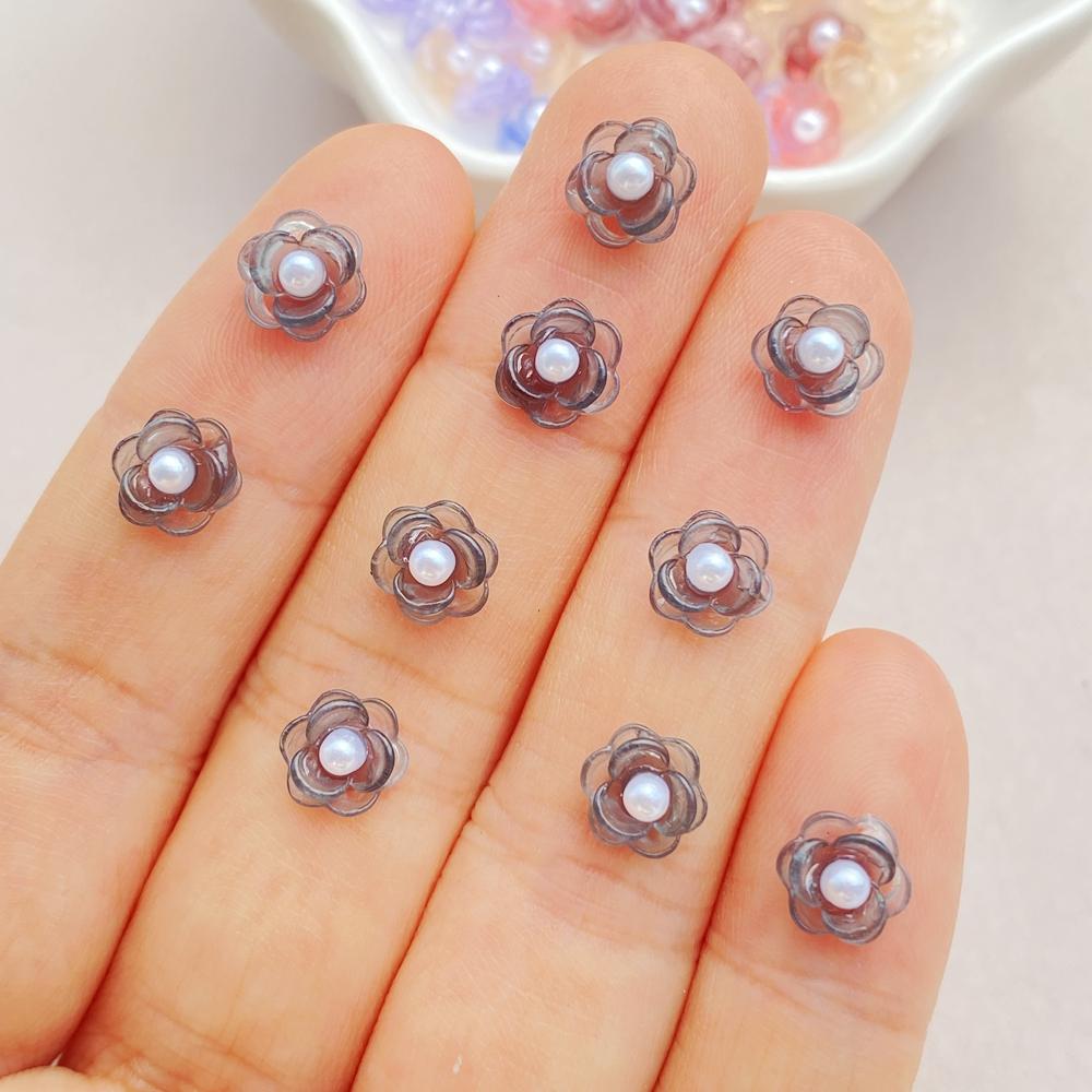 50Pcs Mixed Nail Art Resin Colorful Bead Flower Series Charms Rhinestones DIY Craft For Nail 3D Decorations Jewelry