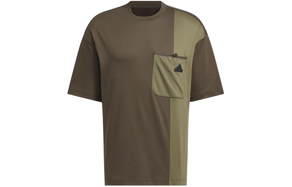 Adidas T Shirts Men s Brown Crew Neck Moderate Straight Fit JI9809 L