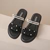 Two wearing sandals women's summer new fashion pearl versatile Roman shoes fairy style platform sandals ins