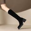 Show leg thin~ knight boots women's autumn and winter 2025 new pleated stack sleeve high boots European and American leather cowboy boots