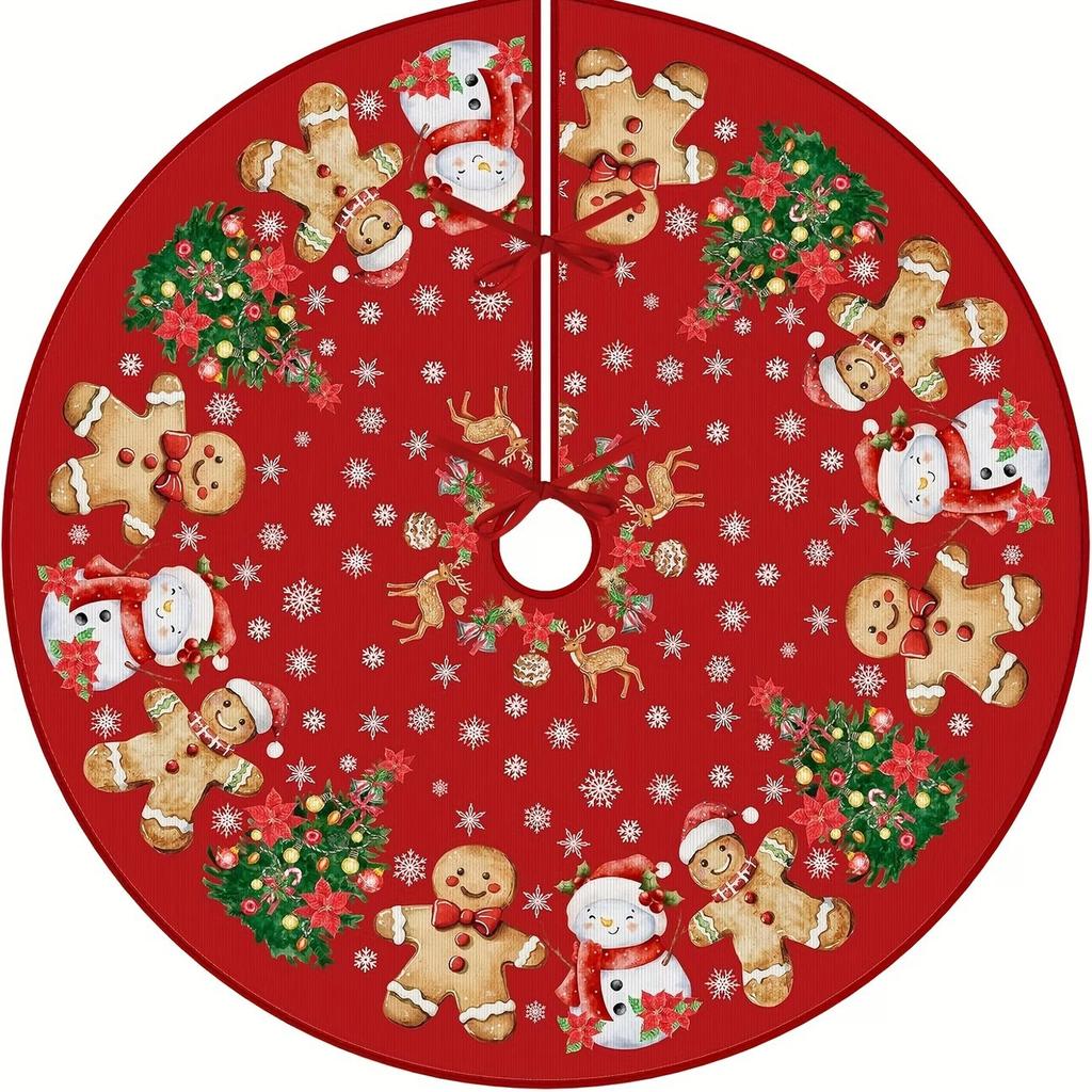 Christmas Tree Skirt Printed Holiday Tree Base Cover Festive Party Home Decoration
