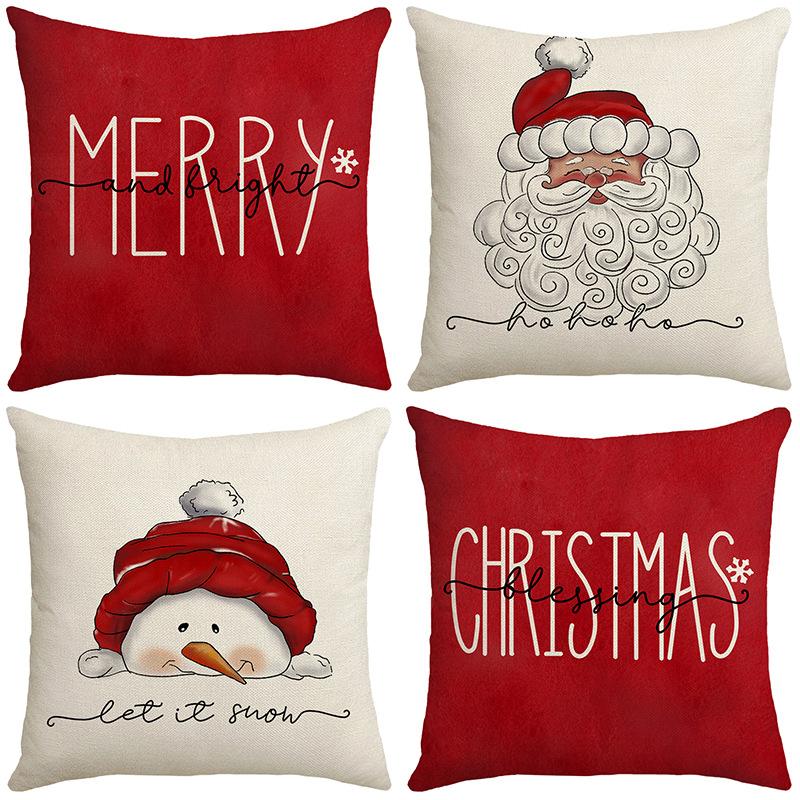 New Christmas Snowman Pillow Living Room Sofa Bedroom Balcony Pillow Home Lumbar Pillow Cover