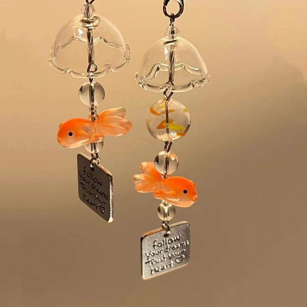 Cute and Soothing Goldfish Wind Chime Pendant New Personalized Mobile Phone Chain Car Pendant Creative Backpack Hang Decorations