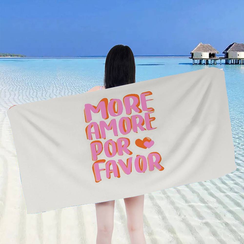 More Amor Por Favor Colorful Bath Towel Microfiber Soft Water Absorbing Breathable For Girl Kids Decorative Cartoon Beach Towel