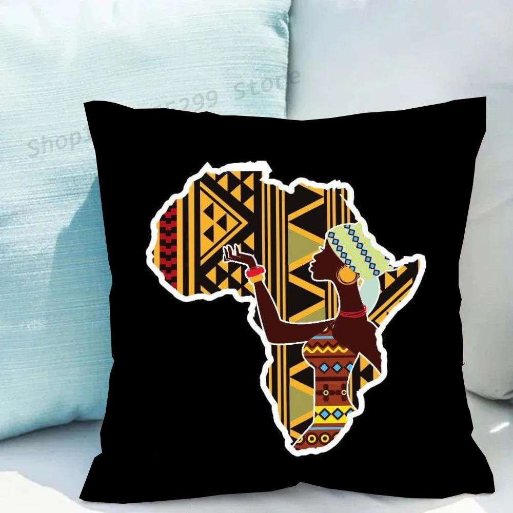 1Pc Map Of Africa Geometrics Pillow Case Square Bedroom Sofa Leisure Comfort Cushion Car Living Room Home Decoration