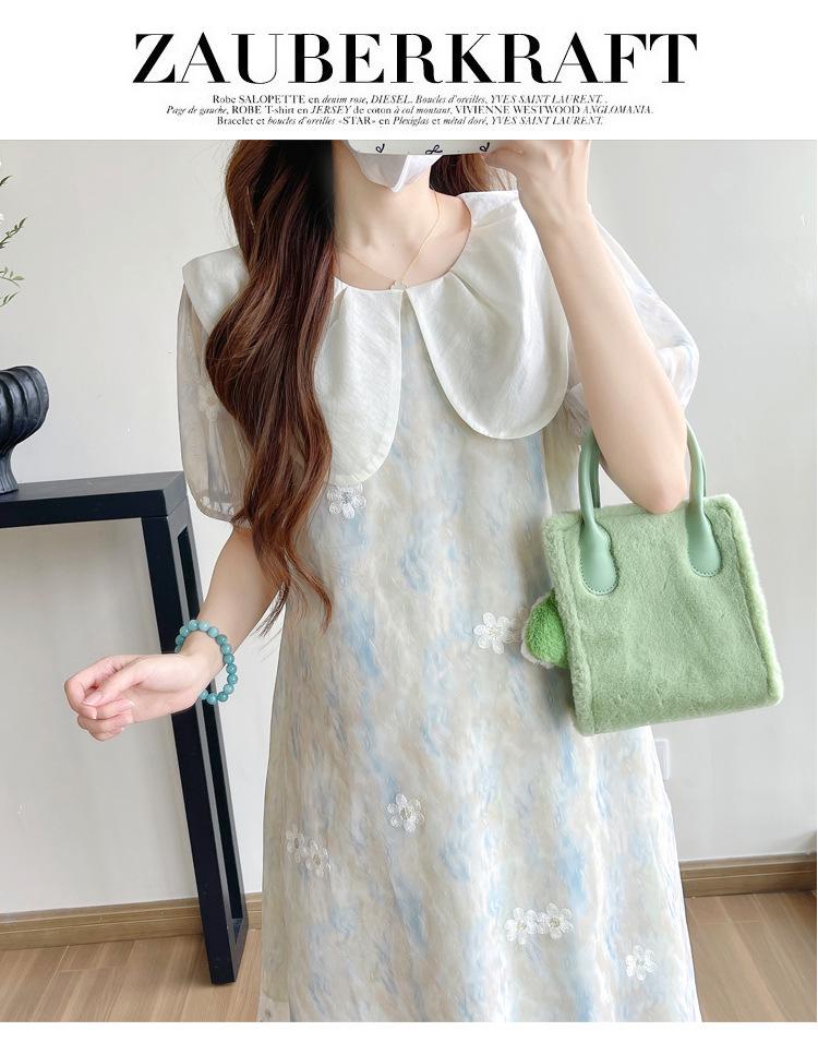 New Summer Maternity Dress: Embroidered, Loose, Slimming, Age-Reducing Design