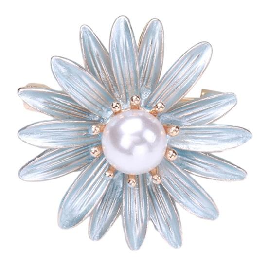 

Элегантная женская брошь в форме цветка, декор из искусственного жемчуга, булавка для лацкана, шаль, кардиган, пальто, брошь, булавка, эмаль, простой значок, ювелирное изделие, подарок синий